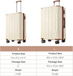2 Piece Luggage Set, Hardside Suitcase with Spinner Wheels, TSA Lock & Expandable Hard Shell, Carry on and Checked Luggage for Travel, Maletas de Viaje for Men & Women (White Brown, 20+28Inch)