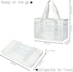 Fammart Iridescent Clear Beach Bag for Women, Jelly Tote Bag Waterproof Sandproof Pool Bag Cruise Vacation Essentials