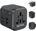 EPICKA 35W Universal Travel Adapter with 2 AC Outlet, European Travel Plug Adapter with PD Fast Charging, 6-Port (2 AC/2 USB-C/3 USB-A) International Power Adapter - Travel Essentials (TA-205, Black)