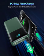 Portable Charger Power Bank 50000mAh, USB-C PD 30W Fast Charging External Battery Pack with 4 Outputs & 2 Inputs, Portable Phone Charger for iPhone 17/1615/14/13/12/11 Samsung Android (Dark Green)