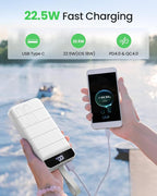 Power Bank Fast Charging 50000mAh - 22.5W Portable Charger USB C Quick Charge with 4 Outputs & 3 Inputs LED Display Huge Capacity External Battery Pack for iPhone, Samsung, iPad etc White
