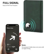 Stouchi Airtag Passport Holder – Track Your Passport, RFID Blocking Travel Wallet for Men, Slim All-in-One Organizer for Secure International Travel (Green)