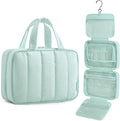 BAGSMART Travel Toiletry Bag for women, Portable Hanging Hook Makeup Bag Organizer, Waterproof Makeup Cosmetic Bag, for Full-Size Accessories, Toiletries,Baby Blue