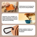 Collapsible Travel Pet Bowl with Carabiner for Dogs and Cats, Portable Silicone Pet Bowl for Waking, Hiking and Traveling (Yellow)