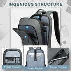 hk Backpack for Men Business Slim Backpack with USB Charger Computer Lightweight Anti-theft Travel (Dark Grey, 15.6 Inch)
