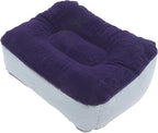 Inflatable Foot Rest Pillow Flocking PVC Travel Cushion for Airplane Train Car Comfortable Foot Massage Stool for Outdoor Trips Grey Blue
