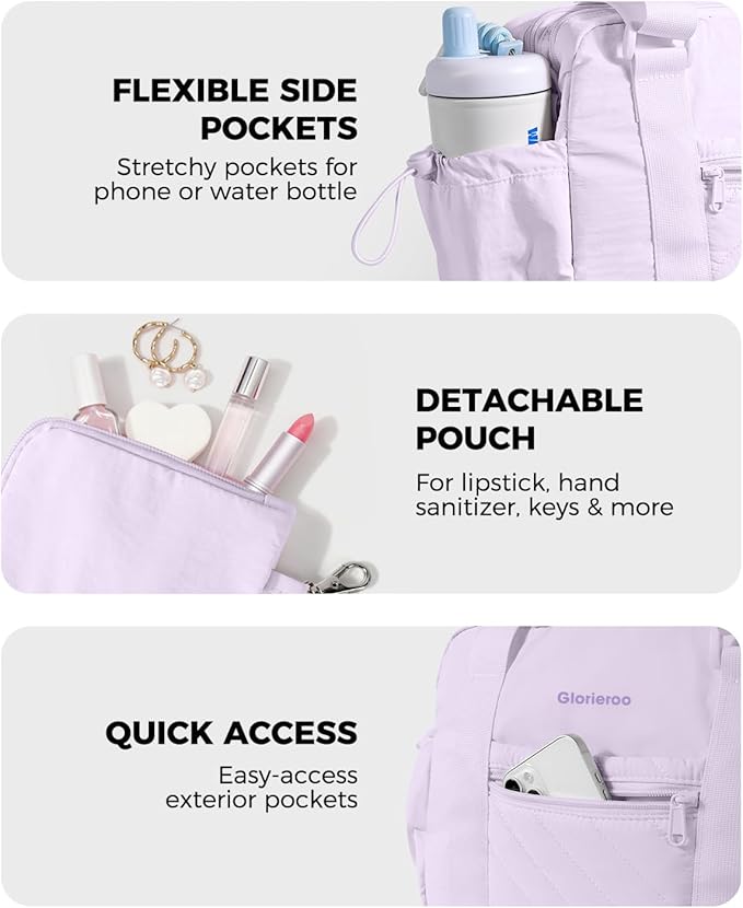 Small Gym Bag for Women - Puffer Duffle Weekender Work Duffel Carry on Overnight Nurse Dance Yoga Workout Tote Bag with Yoga Mat Holder Wet Compartment Coin Purse BPA-Free
