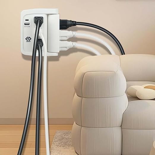 OSKOS 6 Outlets Wall Outlet with 2.4A USB Charger (1A1C), 500J Surge Protector, Wall Tap, 15A/120V/1800W Rotatable Outlets, UL Listed
