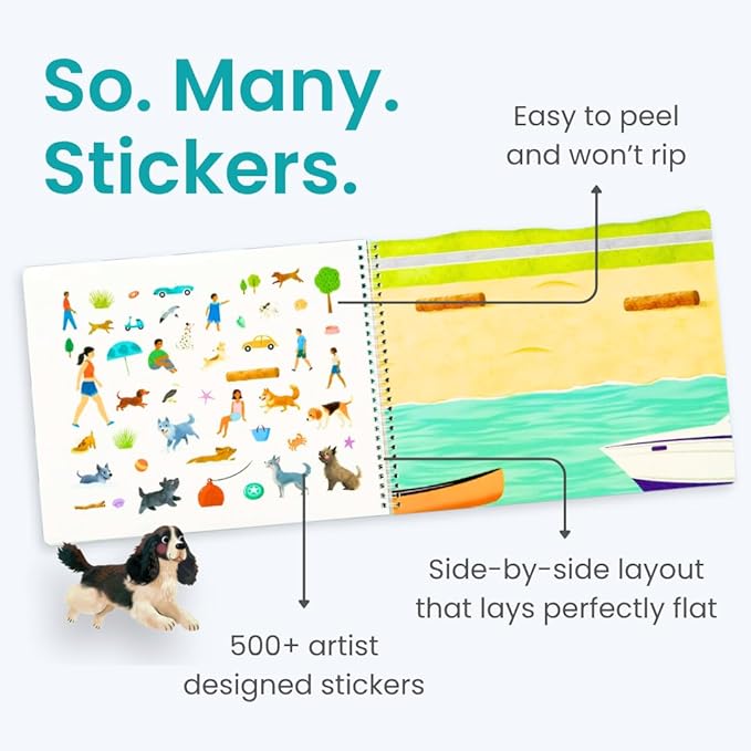 Hello Dogs 500+ Kids Sticker Book by Cupkin Toddler Airplane Travel Activity Coloring and Sticker Book, Road Trip Essentials, 12 Coloring Pages 12 Scenes for Ages 2–8 Years