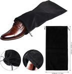 hoe Dust Bags, 4 Pack Black Duster Flannel Single Shoe Pouch with Drawstring Closure, 8x17" Shoe Bags for Travel, Home, Luggage, Handbags, Accessories, Men, and Women