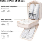 Shoe Bag for Travel, Travel Shoe Bag for Packing, Hold 3 Pairs of Shoes, Travel Essentials for Flying Shoe Organizer Shoe Storage Bag for Travel Light Beige