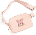 Gitus 6 7 8 9 10 Year Old Girl Gifts Belt Bag Fanny Pack Crossbody Bags with Initial Letter Patch Things for Teen Girls Easter Gifts for Girls Travel Essentials（Coral Pink-M）