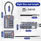 SURE LOCK TSA Approved Combination Luggage Locks with Open Alert Indicator – Durable Zinc Alloy Cable Travel Locks with Large Easy-Read Dials for Suitcases, Backpacks & Gym Bags(Grey 2 Pack)