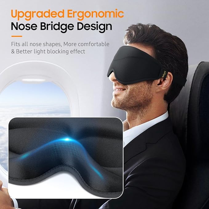BeHoomi Sleep Mask, 2 Packs Premium Eye Mask for Sleeping, Total Blackout, Superior Soft Comfort, Upgraded 3D Ergonomic Designed Sleeping Mask for Home, Office, Travel, Meditation, Black & Purple