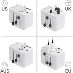 Oviitech 28W Universal Travel Adapter,Power Adapter with 5 USB Ports - All-in-one USA, UK, AUS, EU Plugs for Worldwide Use(White).