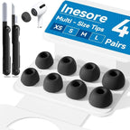 4 Pairs Replacement Ear Tips for AirPods Pro 2nd/1st Generation with Portable Storage Box & Cleaner Pen,Noise Reduction Holewith & Built-in dust Guard Screen,Silicone EarTips(Black)