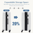OLIXIS 3-Piece Suitcase Set, Hardside Luggages with Spinner Wheels, Lightweight ABS Hard Shell Travel Luggage, Expandable Carry-On Suitcase with TSA Approved Lock–White, 20/24/28 Inch