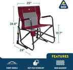 GCI Outdoor Freestyle Rocker Camping Chair | Portable Folding Rocking Chair with Solid, Durable Armrests, Drink Holder & Comfortable Backrest — Royal Blue