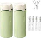 HISKI 4 in 1 Travel Bottles for Toiletries,Portable Travel Toiletries Bottle Set, Portable Containers for Shampoo Lotion Conditioner Cream Transparent with Scale and Label (Green-2PCS)