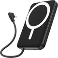 for Magsafe Power Bank, 5000mAh Magnetic Portable Charger with Built-in USB-C Cable, Wireless Battery Pack with 20W PD Fast Charging for iPhone 17/16/15/14/13/12 All Series-Black