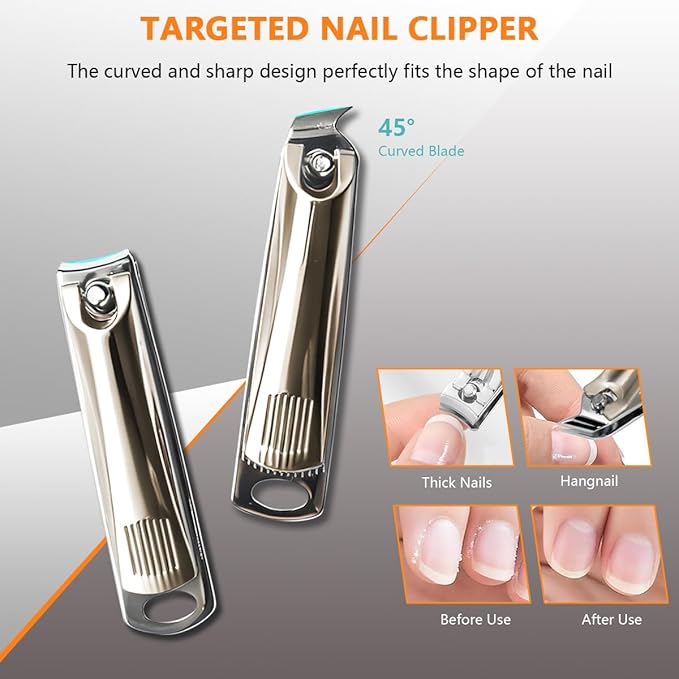 Nail Clippers Set 7 Pcs, Stainless Steel Toenail & Fingernail Clipper Set, Portable Travel Mens Nail Cutter, Manicure Grooming Kit for Men, Women, Gift Ideas (Brown)