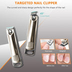 Nail Clippers Set 7 Pcs, Stainless Steel Toenail & Fingernail Clipper Set, Portable Travel Mens Nail Cutter, Manicure Grooming Kit for Men, Women, Gift Ideas (Brown)