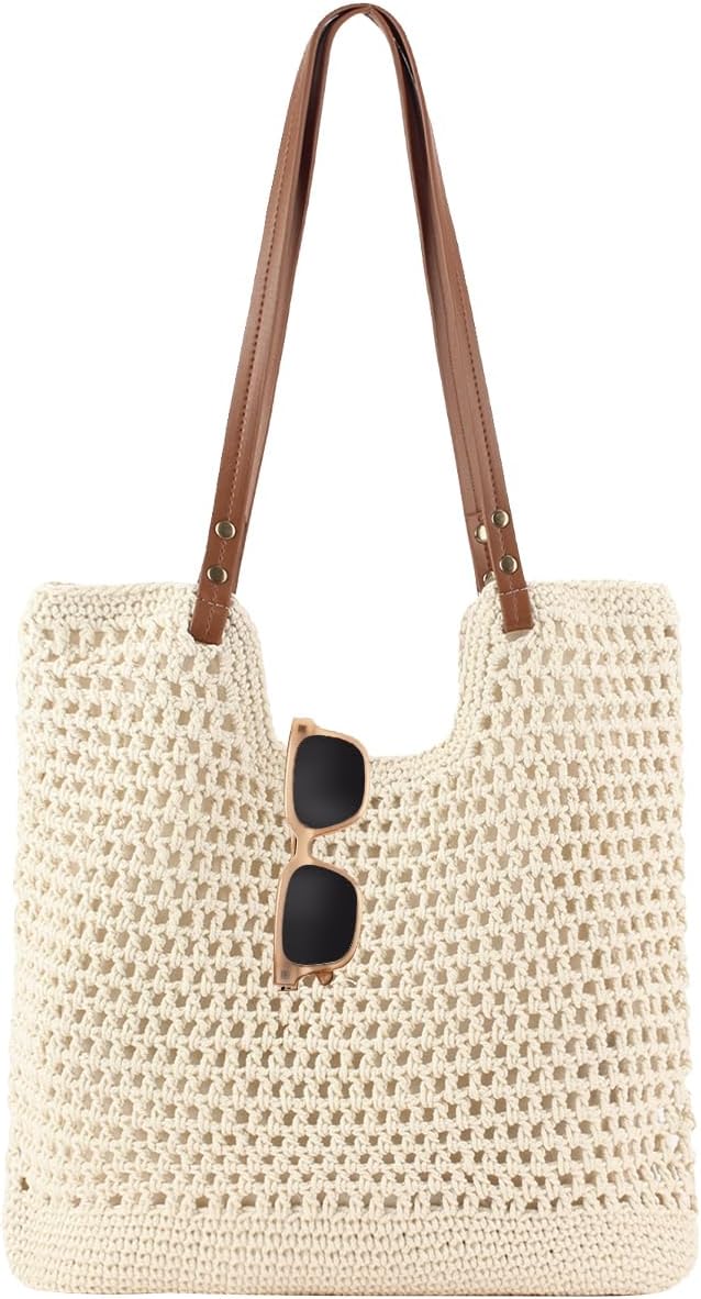Crochet Beach Bag Summer Woven Tote Bag Crochet Purse for Women handbags Boho Shoulder Bags for Travel Vacation