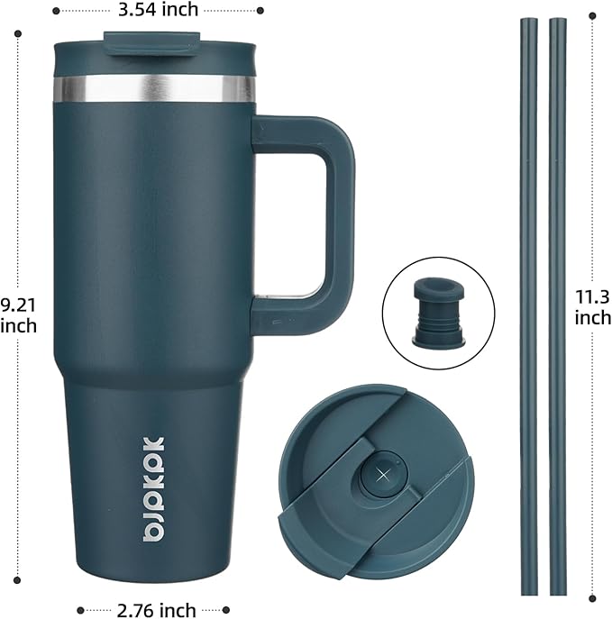 BJPKPK 30 oz Tumbler With Handle Insulated Tumblers With Lid And Straw Stainless Steel Thermal Cup,Navy Blue
