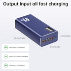 PSOOO Portable Charger 27000mAh 65W PD Fast Charging Power Bank, 3-Port External Battery Pack with LED Flashlight, Compatible with iPhone, Samsung, MacBook, Tablet, Travel & Outdoor Use (Blue)