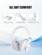 KVIDIO Hybrid Active Noise Cancelling Headphones, Wireless Bluetooth Headphones Over Ear with Mic, 70H Playtime, Transparency Mode, Hi-Fi Stereo Sound, Deep Bass Headsets for Phone PC Travel Home