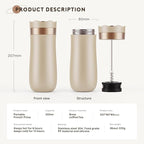Travel French Press Coffee Maker 12oz Portable French Coffee Cup Double Walled Stainless Steel Vacuum Insulated Coffee Mug and Tea Maker Mini Vacuum Great for Camping and Traveling