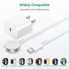2Pack for Apple Watch Charger Cable, Magnetic Fast Charger to USB-C Cable 3FT(1m), Wireless Fast iWatch Charger Portable Compatible with iWatch Ultra/Series 9/8/7/6/SE/SE2/5/4/3/2/1, White