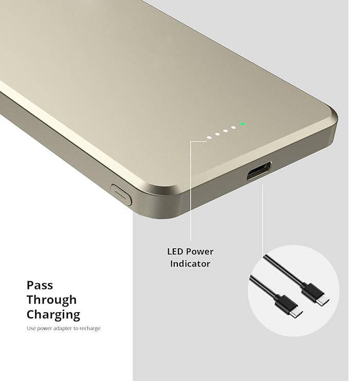 Custom Engraving Power Bank 5000mah,Customized Portable Charger with Name,Logo,Picture,Gift for Employees,Clients(Champagne)