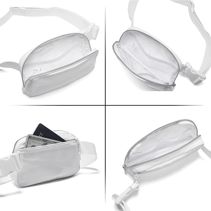 Belt Bag for Women Fanny Pack Crossbody Bags for Women Fashion Waist Packs with Adjustable Strap Gifts for Teenage Girls Women Men (White)