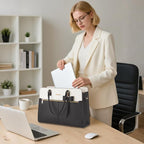 MOSISO Laptop Tote Bag for Women, 15.6 inch Waterproof PU Leather Work Bag with Clutch Purse & Bowknot, Large Capacity Handbag Shoulder Computer Bags Work Briefcase for Business Teacher Office, Gray