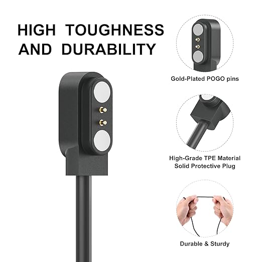 Meliya VeryFit Smartwatch Charger Cable, Magnetic 2 Pin Charging Cable for Veryfit Smart Watch IDW13, IDW19, IDW15, ID208, ID208 Plus, ID208BT, ID207, ID205L, ID206 and More (3.3FT)