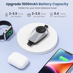Mini Portable Wireless Charger for Apple Watch,1600mAh Keychain Travel Emergency Power Bank for iPhone,Compact Magnetic iWatch Charger,for iWatch 9/8/UItra/7/6/SE/5/4/3&iPhone 5-13/14 Series(Black)