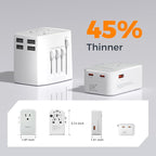 Universal Travel Adapter 20W, TESSAN Ultra Slim International Power Adapter with 2 USB-C 1 USB-A, Travel Plug Adaptor Worldwide for US to European UK Spain Italy England New Zealand (Type C G A I)