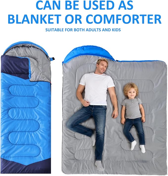 oaskys Camping Sleeping Bag - 3 Season Warm & Cool Weather - Summer Spring Fall Lightweight Waterproof for Adults Kids - Camping Gear Equipment, Traveling, and Outdoors