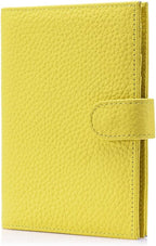 Slim Passport Wallet for Women – RFID Blocking Passport Holder for Travel Women with Card Slots, Coin Pocket & SIM Slot – Genuine Leather Travel Organizer – Lemon Yellow