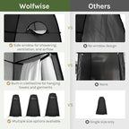 Wolfwise Pop Up Shower Tent for Camping, Portable Instant Changing Tent with Ventilation Window & Carry Bag, Privacy Bathroom Toilet for Beach & Outdoor, Width 47 ", Height 75 ", Silver-Coated Fabric