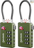 Luggage Locks TSA Approved with Inspection Indicator and Resettable 4-Digit, Easy-to-Read Combination, TSA Locks for Luggage, Suitcases, Backpacks & Travel Bags, Green, 2-Pack