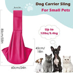 Pawaboo Small Dog Sling Carrier, Reversible Hands Free Dog Sling Carriers for Small Dogs and Cats, Puppy Slings Carrier with Safety Harness, Puppy Essentials, Magenta