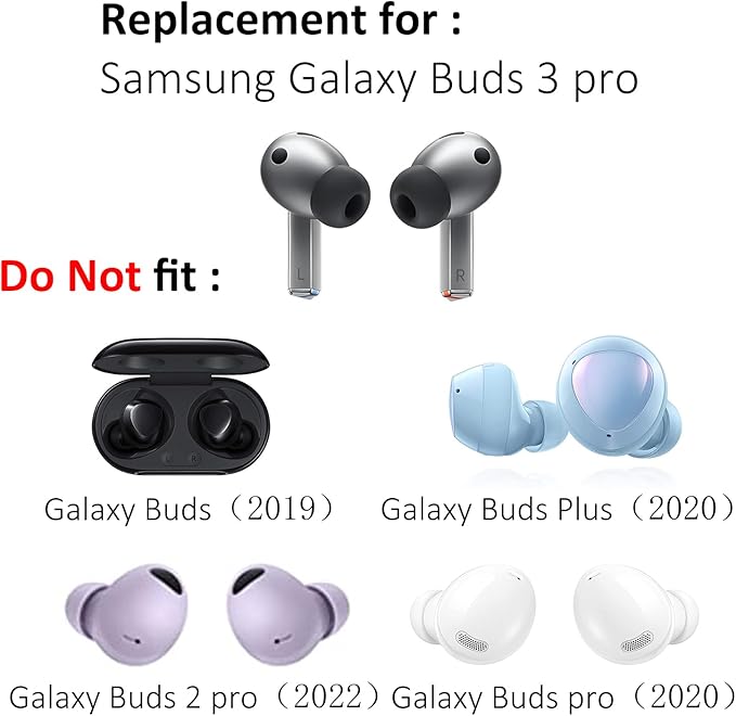 Replacement Silicone Eartips Earbuds Tips Set for Samsung Galaxy Buds 3 Pro Accessories Headphones Ear Tips,6 Pairs (3 Sizes S/M/L) (White)