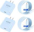 Phone 17 16 Pro Max Charger Fast Charging, 45W USB C Phone 17 16 Super Fast Charger Block with 10ft Long Type C Charging Cable Cord for i.Phone 17 Pro Max/17 Pro/17 Air/17/16/16Pro/16 ProMax-Blue