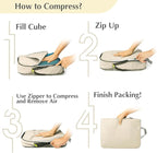 Gonex Compression Packing Cubes, 4pcs Expandable Storage Travel Luggage Bags Organizers (Cream)