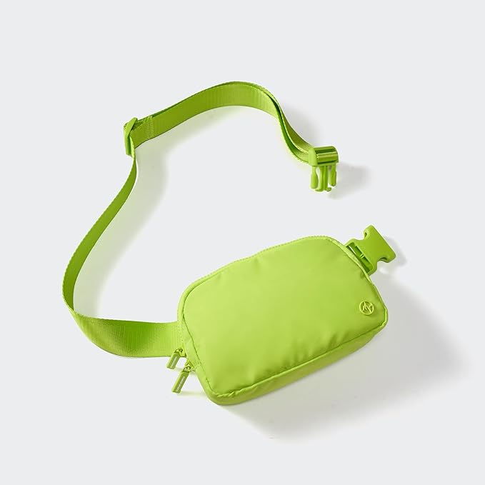 Pander Two Way Zipper Fanny Pack Nylon Everywhere Belt Bag for Women, Water Repellent Waist Packs, Crossbody Bags with Adjustable Strap(Grape Green).