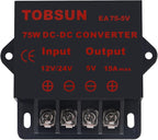 2 Pack DC Converter - Step Down Regulator 12V/24V to 5V 15A 75W Regulated Power Supply