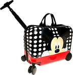 Disney Mickey Mouse 2-in-1 Kids 18” Suitcase & Ride-On Luggage -Lightweight Tow-Along Toddler Luggage With Wheels