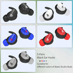 [5 Pairs] for Beats Studio Buds Ear Hooks, Soft Silicone Sport Anti Slip Studio Buds Ear Covers Compatible with Beats Studio Buds Earbuds 2021 [NOT Fit in Case] - Black